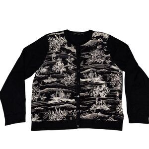 Josephine Chaus Women's Black Asian‎ inspired silk Cardigan Size XL Long Sleeve